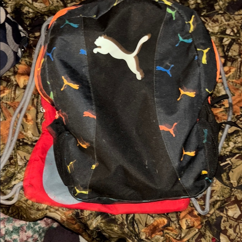 Puma Black Backpack with Multicolor Logo